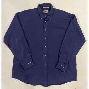 LL‎ Bean Shirt Mens Large Blue Long Sleeve Button Up Cotton Wrinkle Resistant